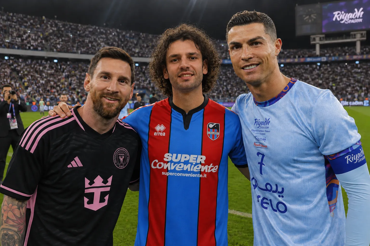 Ciccio con Messi e CR7