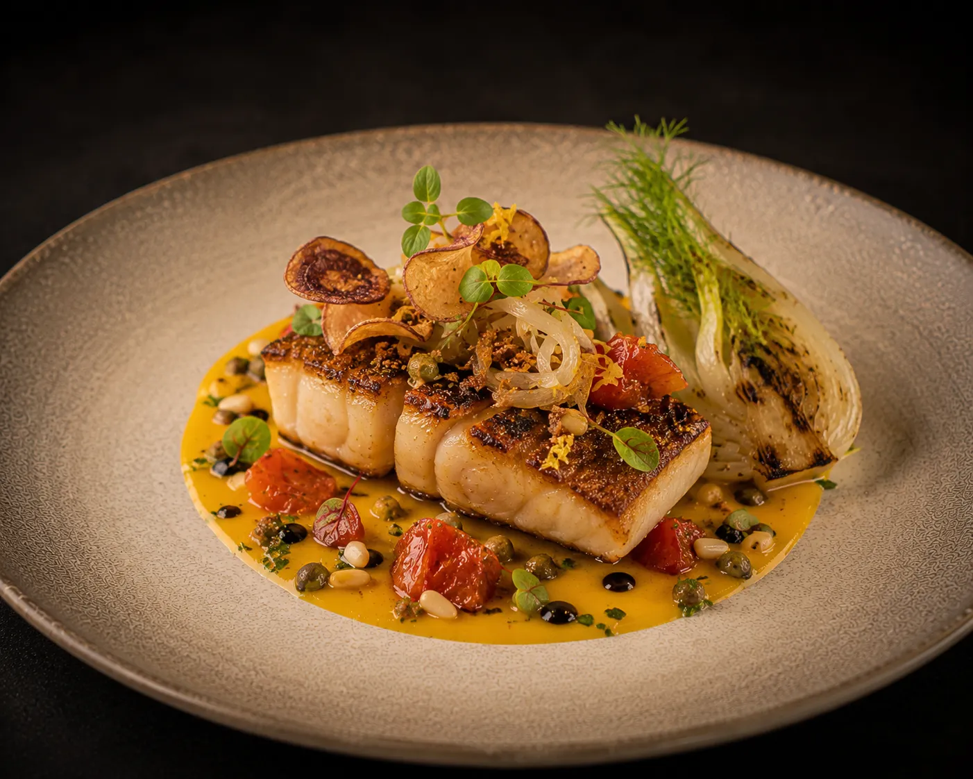 Filetto Scottato con Guarnizioni Vibranti — Omaggio alla Costa Brava
