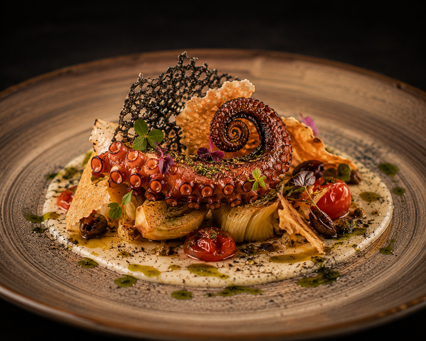 Pulpo alla Catalana con Terra di Paprika Affumicata e Maionese di Aioli Siciliano