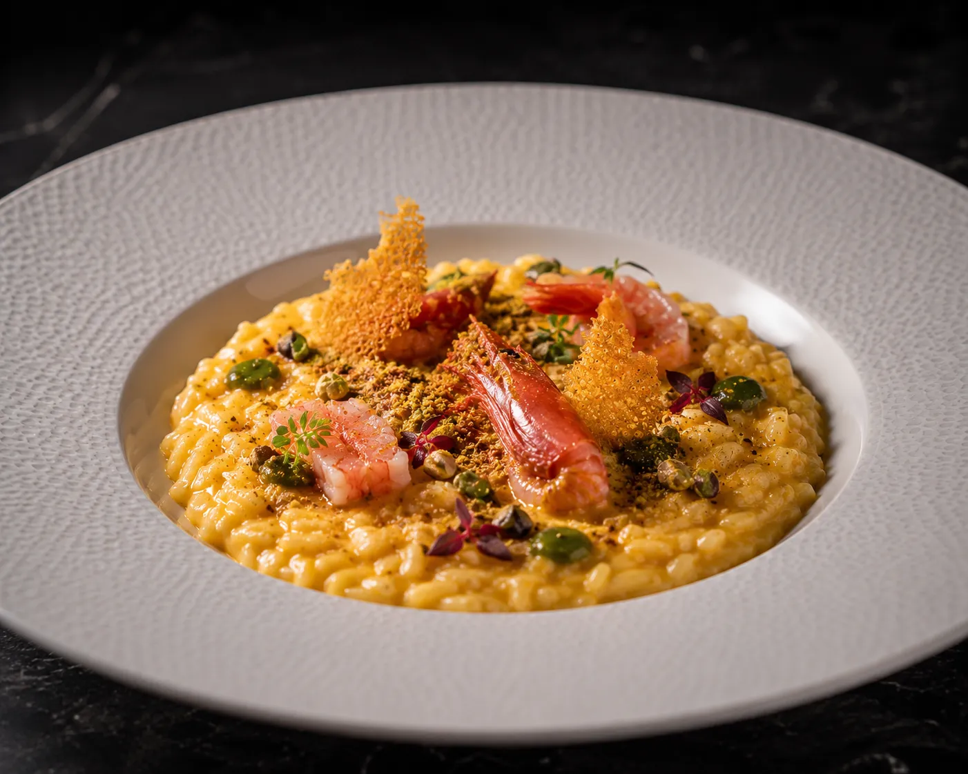 Risotto di Riserva con Tartufo Bianco d'Alba e Emozioni Contrastanti
